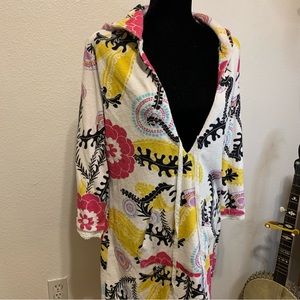 P.J. Salvage Beach Drawstring V-neck Swim Cover beach hoodie Women’s Large